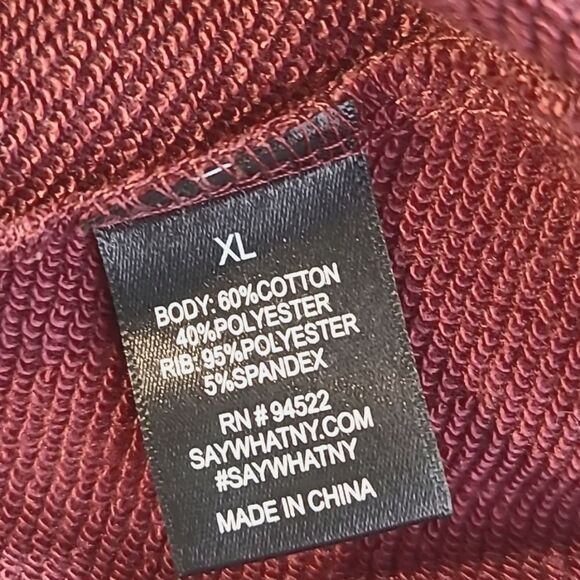 Say What? Maroon Oversized Sweatshirt Navy Blue/White Stripe Balloon Sleeves XL - Picture 7 of 7